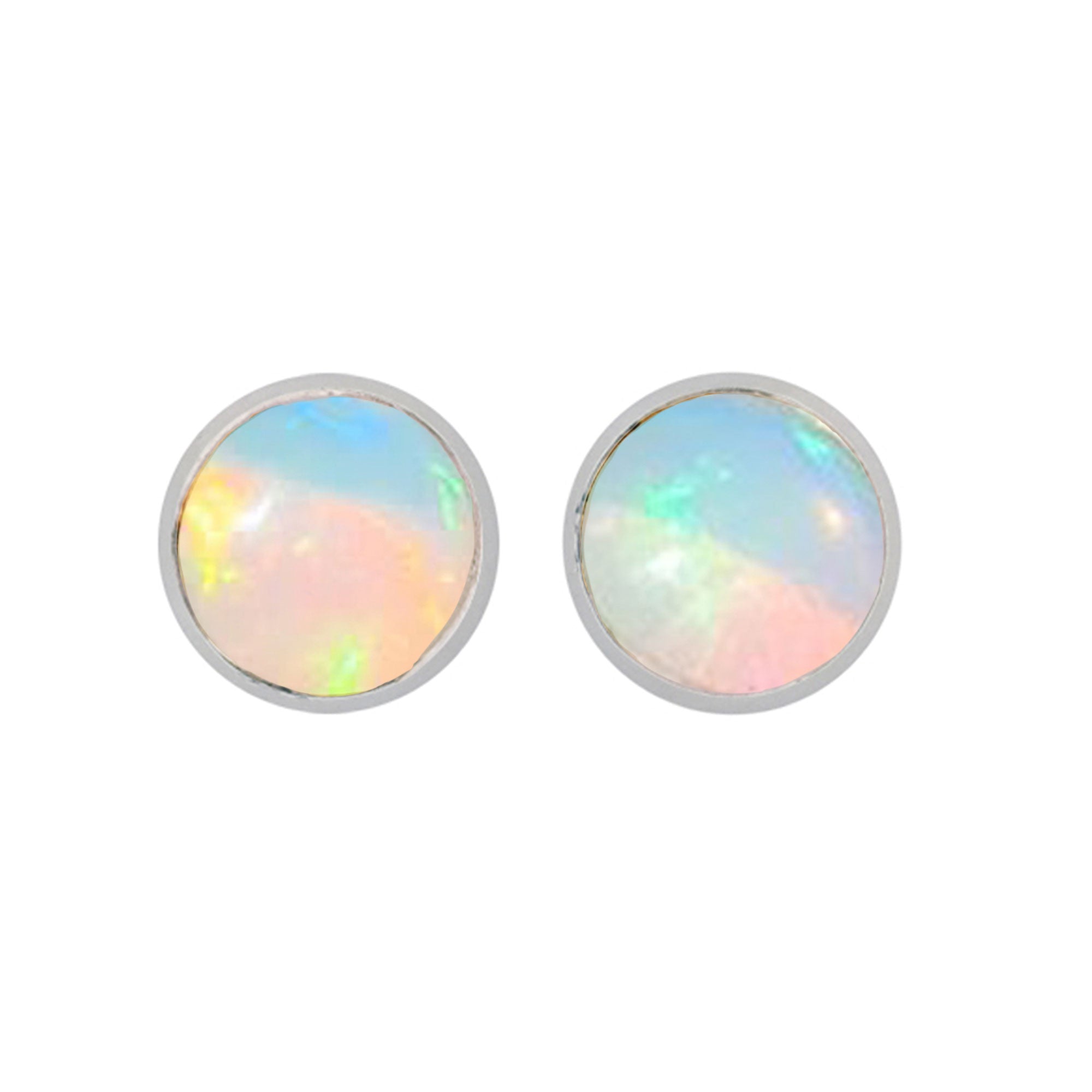 Opal Silver Stud Earrings