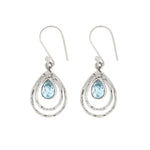 Silver Blue Topaz Drop Earrings