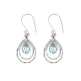 Silver Blue Topaz Drop Earrings