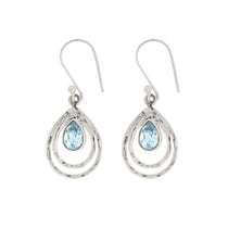 Silver Blue Topaz Drop Earrings