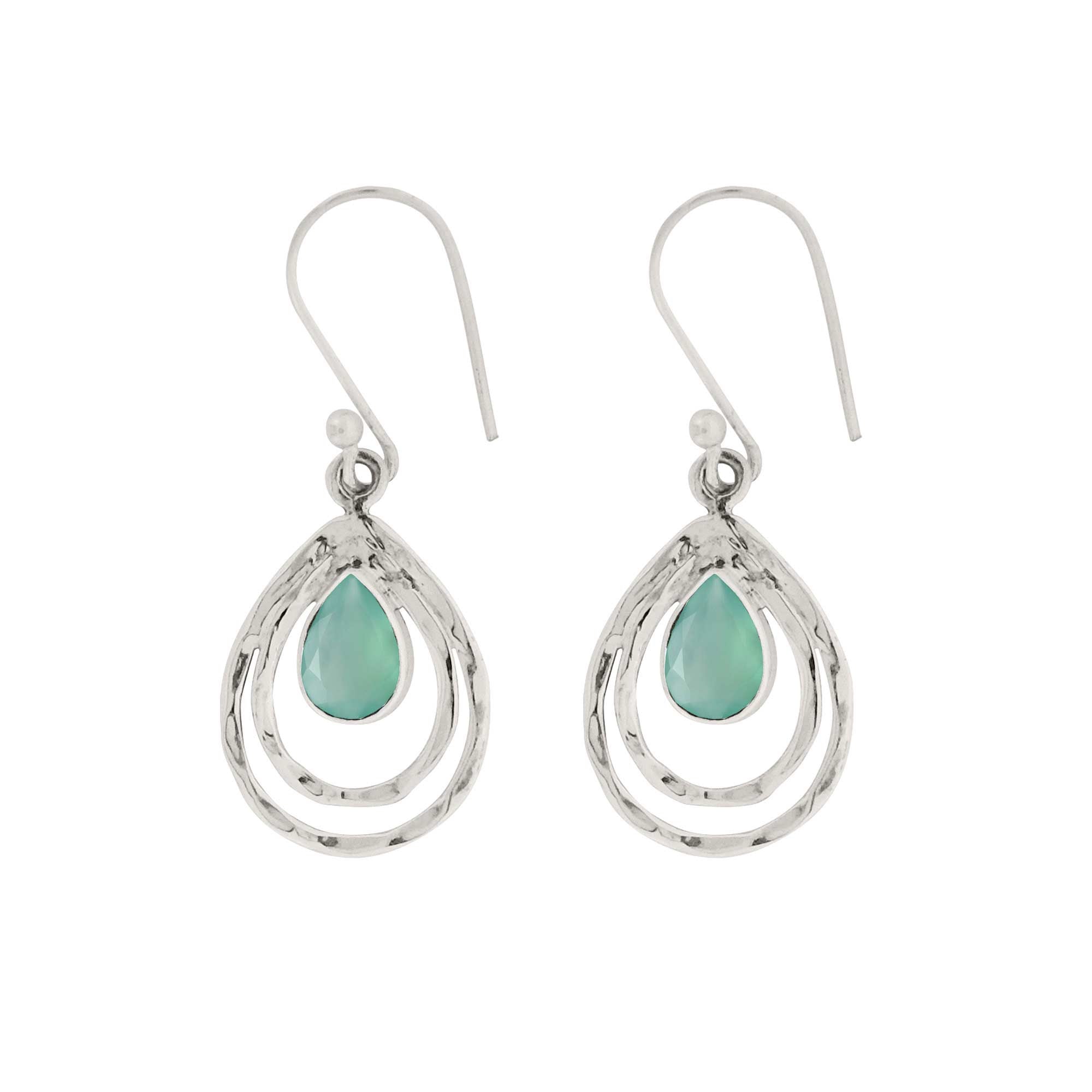 Infinity Chalcedony Silver Drop Earrings