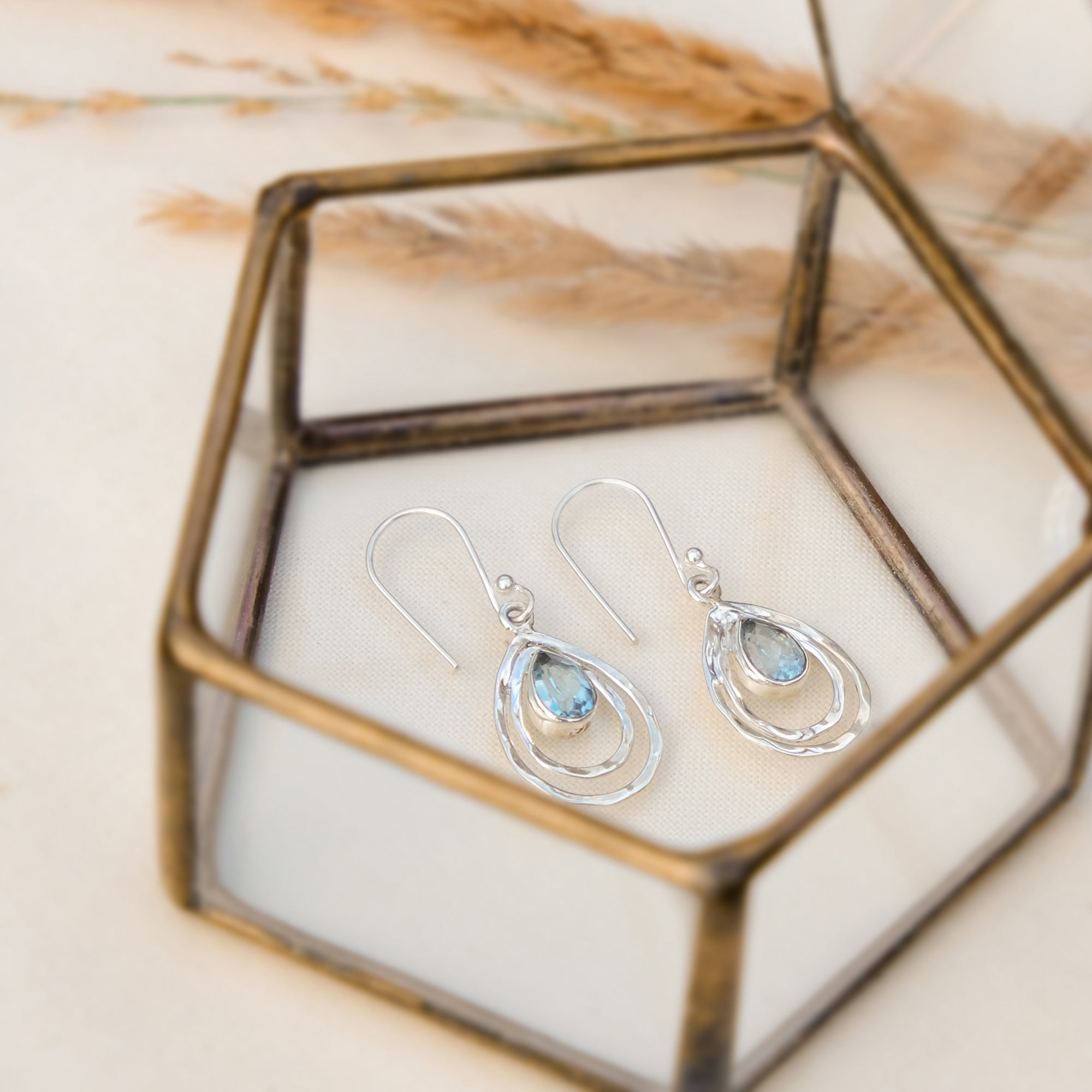 Blue Topaz Teardrop Silver Earrings