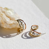 Maharani Triple Hoop Earrings - Pearl