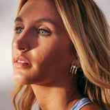 Maharani Triple Hoop Earrings - Pearl