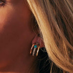 Mixed Metal Turquoise Hoop Earrings, Triple Hoop Earrings, December Birthstone Hoop Earrings, Turquoise Hoop Earrings