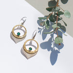 Mixed Metal Green Onyx Drop Earrings, Handmade Earrings, Green Onyx Earrings, Statement Earrings