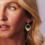 Handmade Earrings, Statement Earrings, Green Onyx Drop Earrings, Hand Hammered Earrings, Mixed Metal Earrings, Sterling Silver Earrings