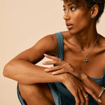 Lotus flower sterling silver necklace with green onyx genuine gemstone in the middle 