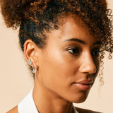 EMERALD SILVER STAR HOOP EARRINGS