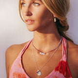 rose quartz and amethyst beaded necklace with silver charms