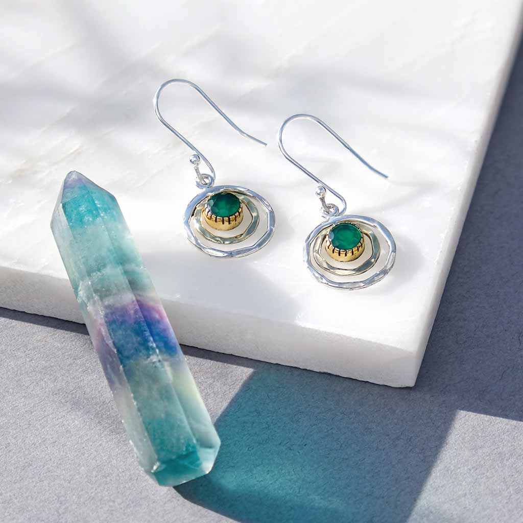 Green Onyx Infinity Drop Earrings