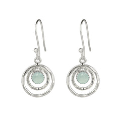 Aqua Chalcedony Infinity Silver Earrings