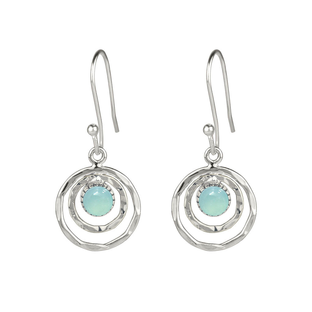 Aqua Chalcedony Infinity Silver Earrings