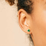 Green Onyx Gold Triangle Stud Earrings