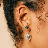 Heart Rays and Trillion Green Onyx Earrings