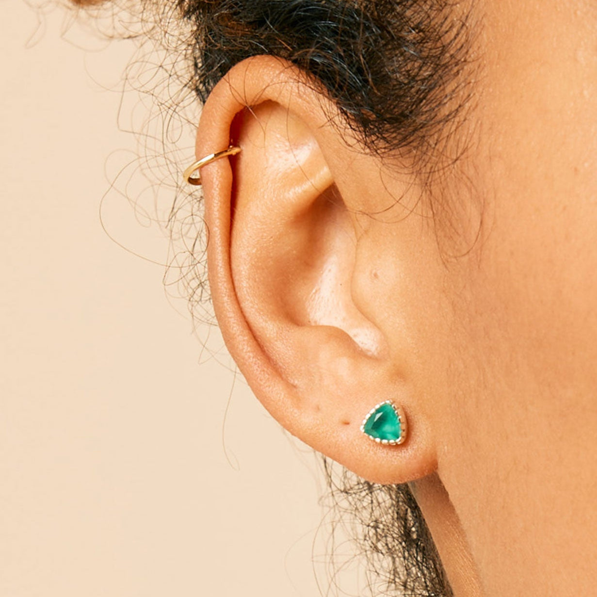 Green Onyx Silver Studs, Green Onyx Triangle Studs, Green Stone Triangle Stud Earrings, Green Onyx Studs, May Birthstone