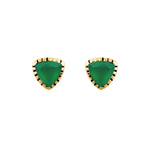 Green Onyx Gold Triangle Stud Earrings