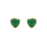 Green Onyx Gold Triangle Stud Earrings