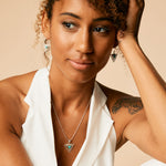 Silver Turquoise Triangle Necklace 