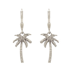 Silver Palm Tree Drop Earrings