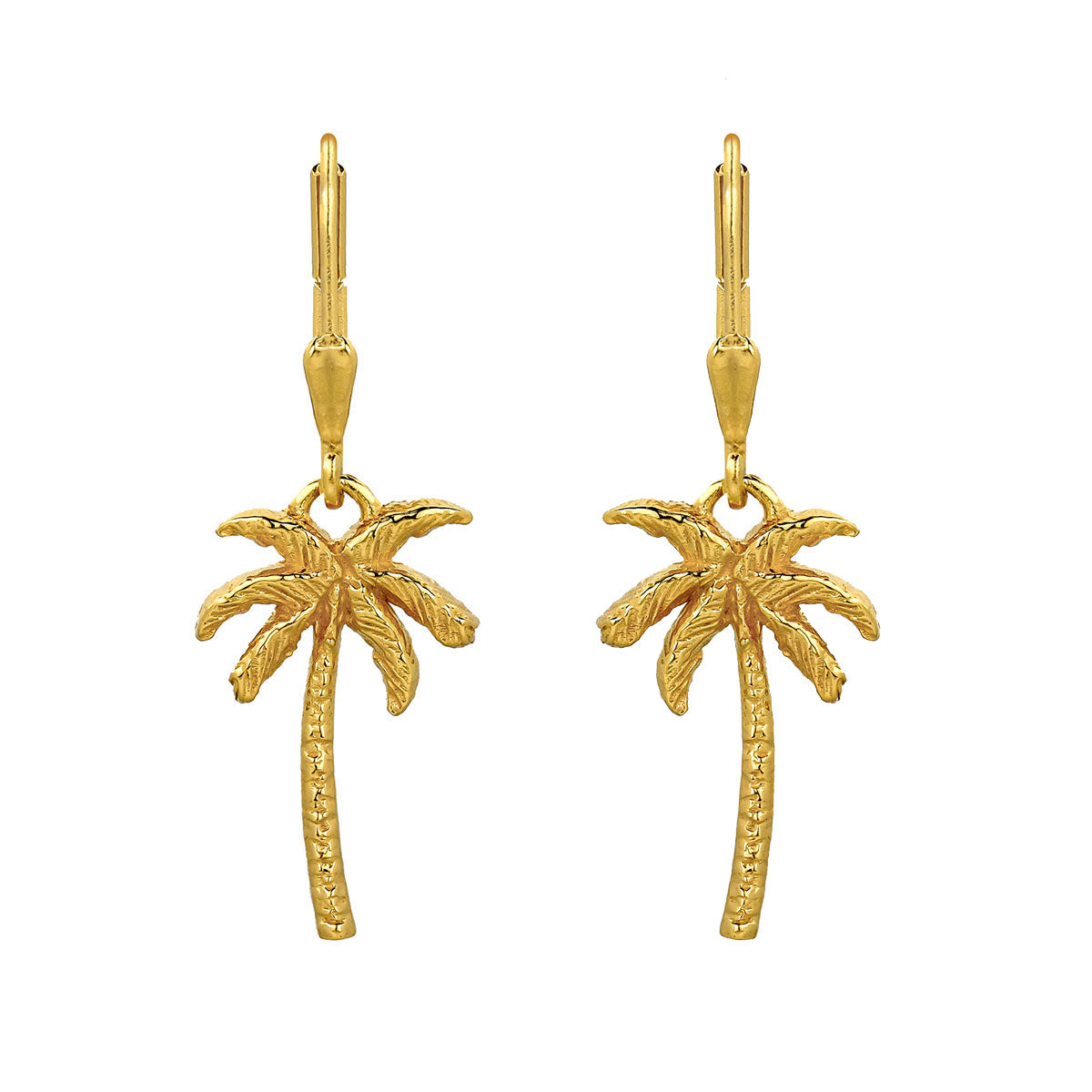Gold Plated Palm Tree Drop Earrings