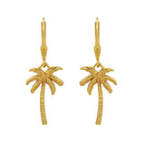 Gold Plated Palm Tree Drop Earrings