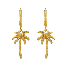Gold Plated Palm Tree Drop Earrings