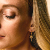 Gold Plated Palm Tree Drop Earrings