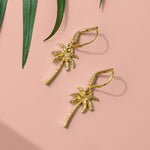 Gold Plated Palm Tree Drop Earrings