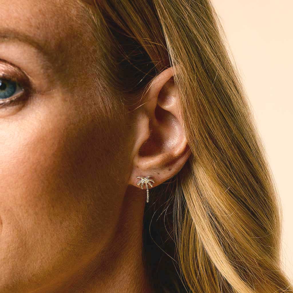 Oasis Palm Silver Stud Earrings