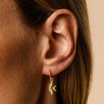 Swallow In Flight Gold Huggie Hoops
