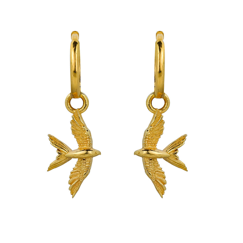 Gold Plated Swallow Hoop Earrings