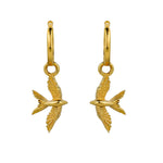 Gold Plated Swallow Hoop Earrings