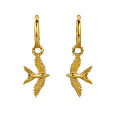 Gold Plated Swallow Hoop Earrings