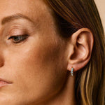 Gold and Blue Topaz Huggie Hoops