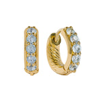 Gold Blue Topaz Huggie Hoops