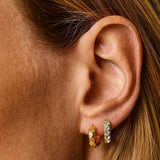 Kali Huggie Hoops - Gold Blue Topaz