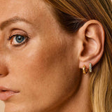 Gold and Blue Topaz Huggie Hoops