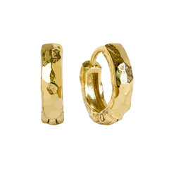 Gold Hammered Huggie Hoop Earrings