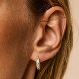 Silver Studded Huggie Hoops