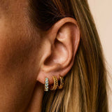 Kali Huggie Hoops - Gold Blue Topaz