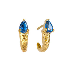 Kyanite Gold Hammered Huggie Stud Earrings