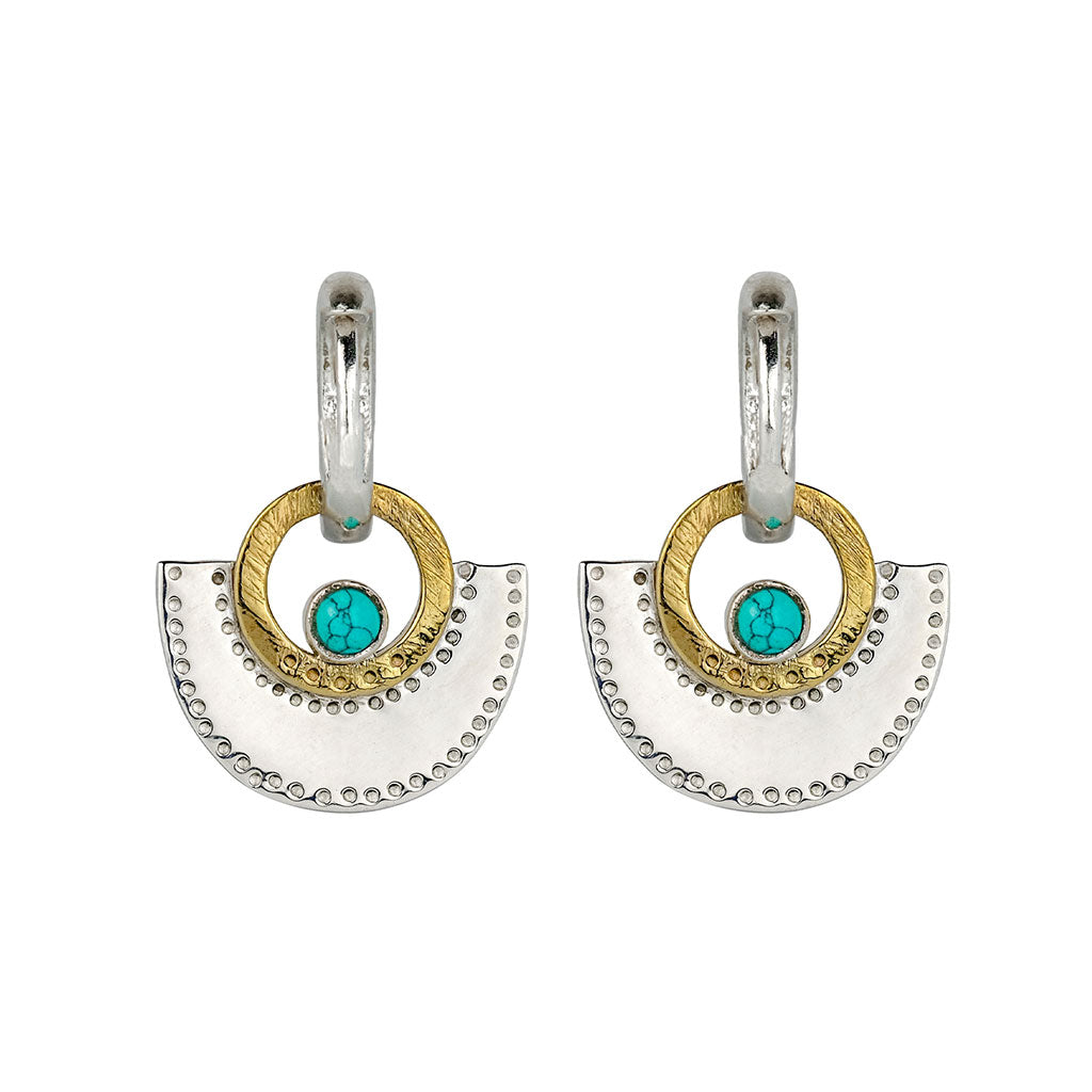 Turquoise Fan Hoop Earrings