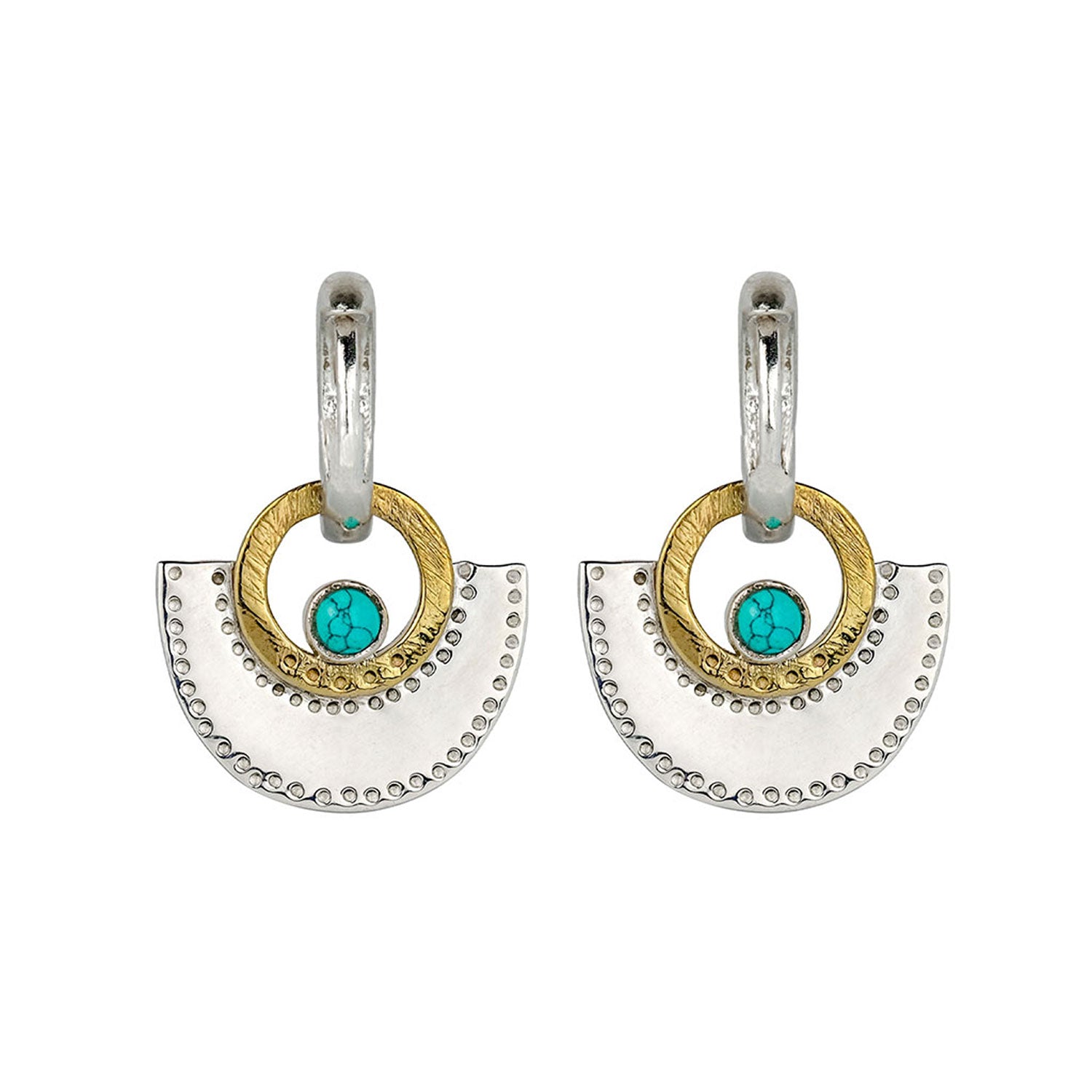 Turquoise Mixed Metal Arc Earrings