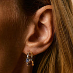 Hammered Double Hoop Earrings with Tanzanite, Tanzanite Hoop Earrings, Tanzanite Earrings, Hand Hammered Earrings, Mixed Metal Hoops