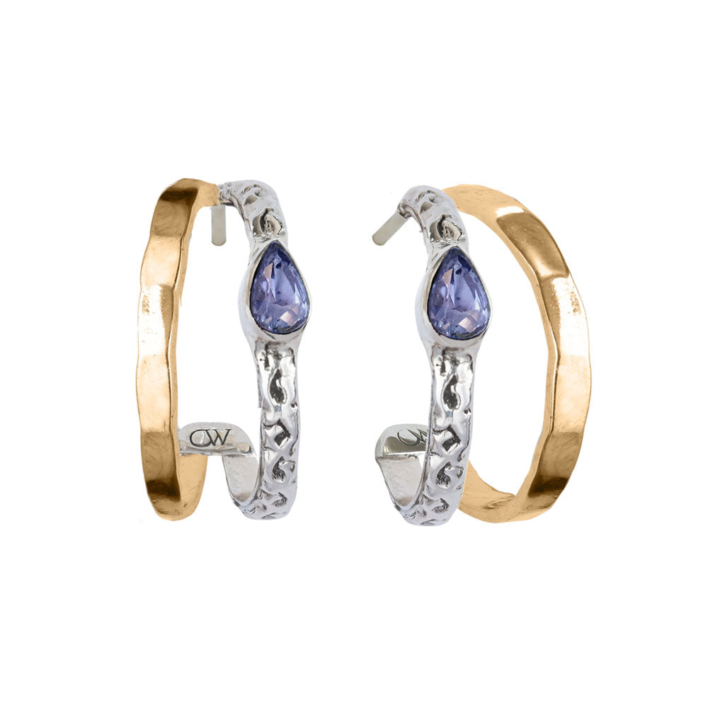 Tanzanite Double Hoop Earrings