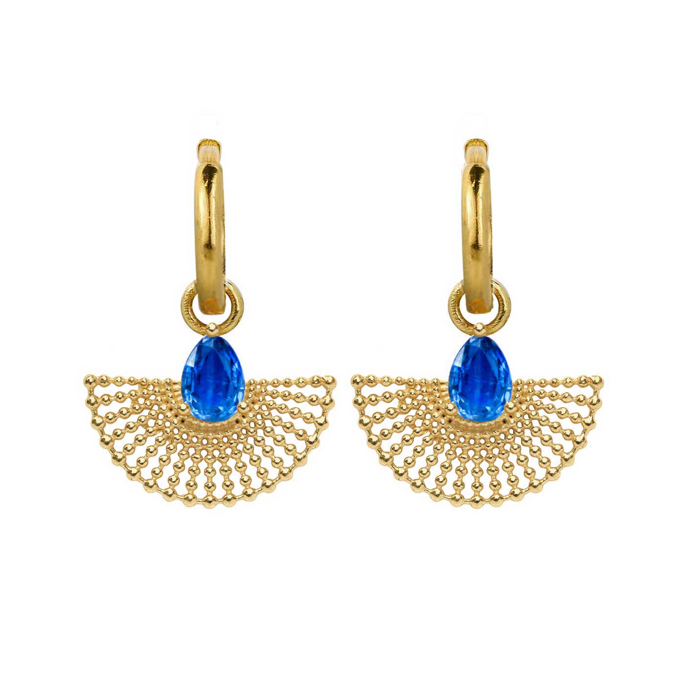 Gold Plated Kyanite Fan Hoop Earrings