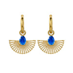 Gold Plated Kyanite Fan Hoop Earrings