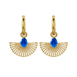 Gold Plated Kyanite Fan Hoop Earrings