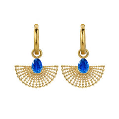 Gold Plated Kyanite Fan Hoop Earrings